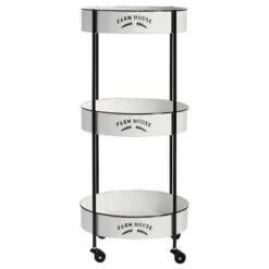 White Farmhouse Metal Storage Cart