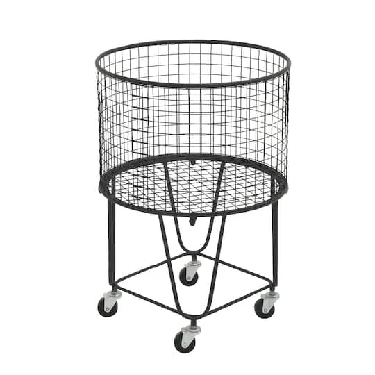 CosmoLiving By Cosmopolitan 24" Black Industrial Metal Storage Cart 4 CosmoLiving By Cosmopolitan 24" Black Industrial Metal Storage Cart - Image 2
