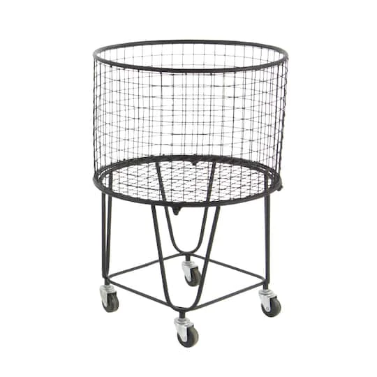 CosmoLiving By Cosmopolitan 24" Black Industrial Metal Storage Cart 6 CosmoLiving By Cosmopolitan 24" Black Industrial Metal Storage Cart - Image 4