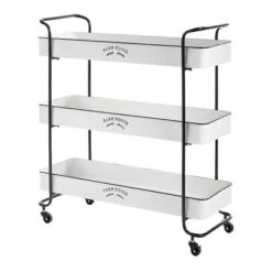 35" White Metal Farmhouse Storage Rolling Cart 11 35" White Metal Farmhouse Storage Rolling Cart -Michaels Decor Sale D364433S 2
