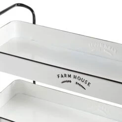 35" White Metal Farmhouse Storage Rolling Cart 12 35" White Metal Farmhouse Storage Rolling Cart -Michaels Decor Sale D364433S 3