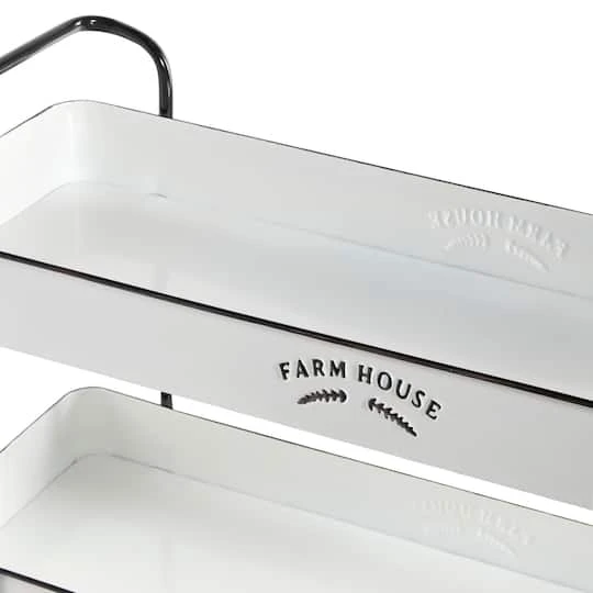 35" White Metal Farmhouse Storage Rolling Cart 6 35" White Metal Farmhouse Storage Rolling Cart - Image 4