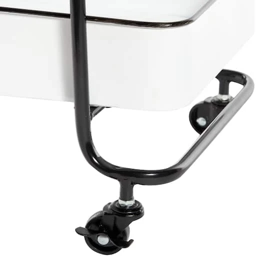 35" White Metal Farmhouse Storage Rolling Cart 7 35" White Metal Farmhouse Storage Rolling Cart - Image 5