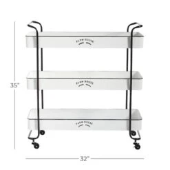 35" White Metal Farmhouse Storage Rolling Cart 14 35" White Metal Farmhouse Storage Rolling Cart -Michaels Decor Sale D364433S 5