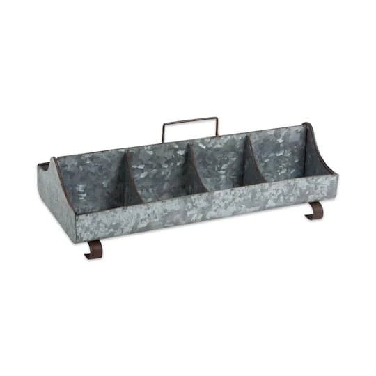 DII® 18" Galvanized Metal Farmhouse Caddy Tray 4 DII® 18" Galvanized Metal Farmhouse Caddy Tray - Image 2