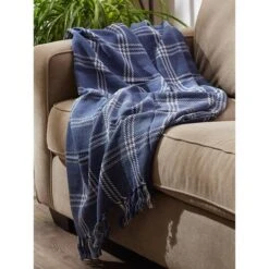 DII® French Blue Modern Farmhouse Plaid Throw -Michaels Decor Sale D364592S 8