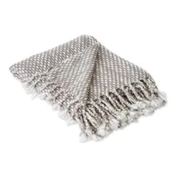 DII® Gray & White Textured Acrylic Throw