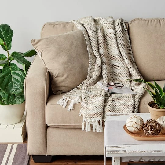 DII® Natural Tone Diagonal Stripe Acrylic Throw 9 DII® Natural Tone Diagonal Stripe Acrylic Throw - Image 7