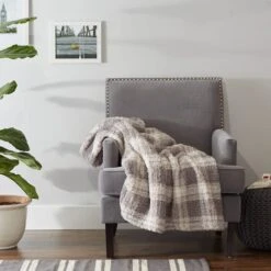 DII® Gray Farmhouse Plush Plaid Throw -Michaels Decor Sale D364946S 3