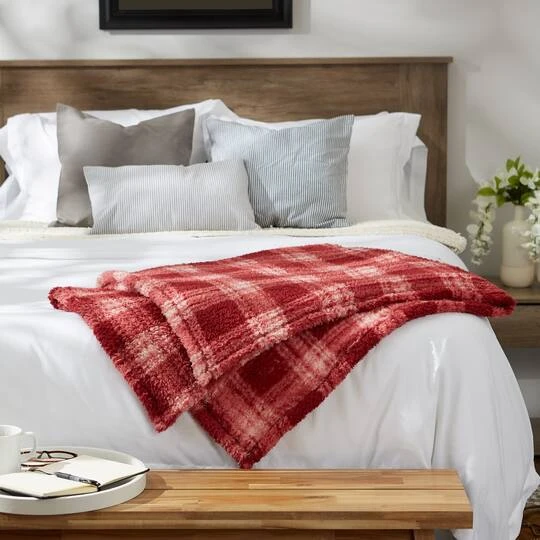 DII® Barn Red Farmhouse Plush Plaid Throw 8 DII® Barn Red Farmhouse Plush Plaid Throw - Image 6