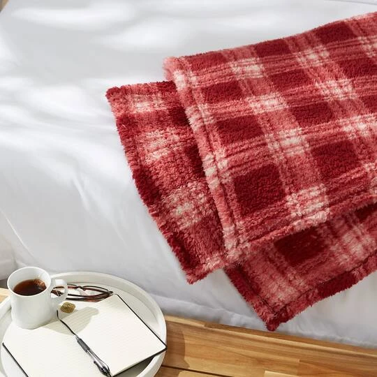 DII® Barn Red Farmhouse Plush Plaid Throw 6 DII® Barn Red Farmhouse Plush Plaid Throw - Image 4
