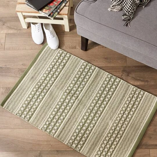 DII® Artichoke Green Dobby Stripe Hand-Loomed Rug, 2ft. X 3ft. 8 DII® Artichoke Green Dobby Stripe Hand-Loomed Rug, 2ft. X 3ft. - Image 6
