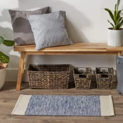 DII® French Blue Variegated Border Hand-Loomed Rug, 2ft. X 3ft. -Michaels Decor Sale D364957S 2