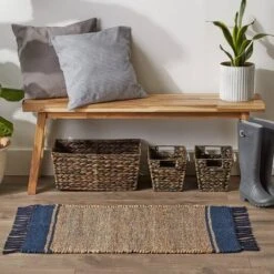 DII® French Blue With Natural Jute Stripes Hand-Loomed Rug, 2ft. X 3ft. -Michaels Decor Sale D364966S 4