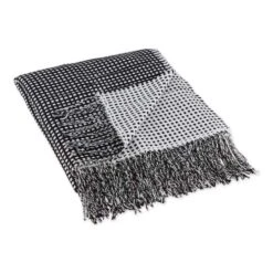 DII® Black & White Waffle Knit Throw