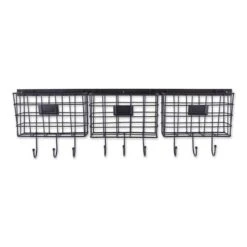 DII® 30" Black Farmhouse Wire Wall Organizer With Hooks