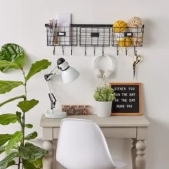 DII® 30" Black Farmhouse Wire Wall Organizer With Hooks -Michaels Decor Sale D365024S 4