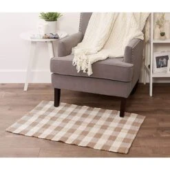DII® Buffalo Check Rag Rug, 26" X 40" Stone And Cream -Michaels Decor Sale D365059S 4