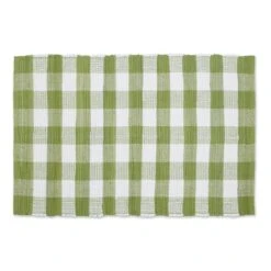 DII® Buffalo Check Rag Rug, 26" X 40" Antique Green And White