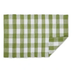 DII® Buffalo Check Rag Rug, 26" X 40" Antique Green And White -Michaels Decor Sale D365092S 2