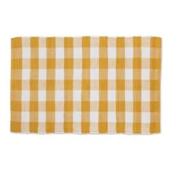 DII® Buffalo Check Rag Rug, 26" X 40" Honey Gold And White -Michaels Decor Sale D365095S 1 1