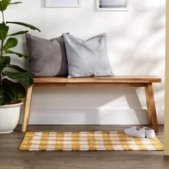 DII® Buffalo Check Rag Rug, 26" X 40" Honey Gold And White -Michaels Decor Sale D365095S 3