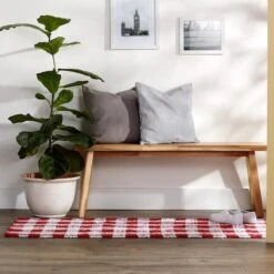 DII® Buffalo Check Rag Rug, 2.25ft. X 6ft. Red -Michaels Decor Sale D365100S 4