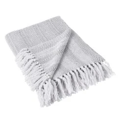 DII® Gray Herringbone Stripe Throw
