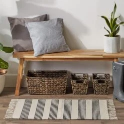 DII® Black Ticking Stripe Hand-Loomed Rug, 2ft. X 3ft. 13 DII® Black Ticking Stripe Hand-Loomed Rug, 2ft. X 3ft. -Michaels Decor Sale D365124S 3