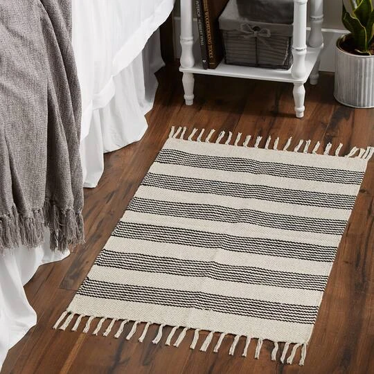 DII® Black Ticking Stripe Hand-Loomed Rug, 2ft. X 3ft. 8 DII® Black Ticking Stripe Hand-Loomed Rug, 2ft. X 3ft. - Image 6