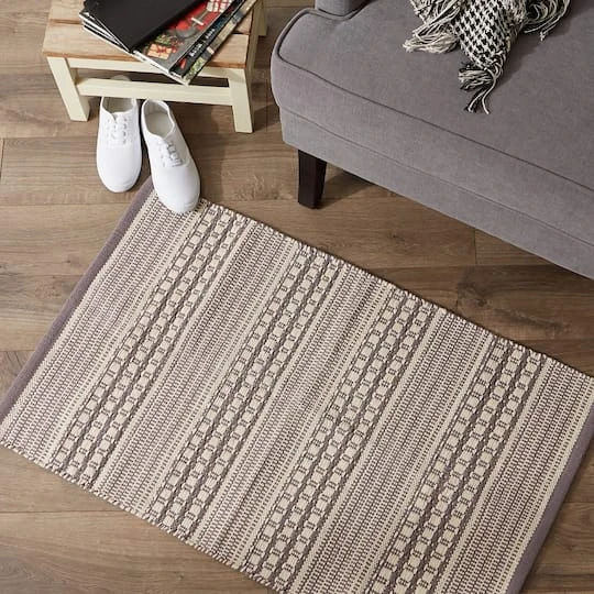 DII® Gray Dobby Stripe Hand-Loomed Rug, 2ft. X 3ft. 7 DII® Gray Dobby Stripe Hand-Loomed Rug, 2ft. X 3ft. - Image 5