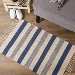 DII® French Blue Combo Stripe Hand-Loomed Rug, 2ft. X 3ft. 15 DII® French Blue Combo Stripe Hand-Loomed Rug, 2ft. X 3ft. -Michaels Decor Sale D365137S 6
