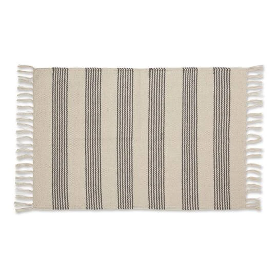 DII® Gray Ticking Stripe Hand-Loomed Rug, 2ft. X 3ft. 4 DII® Gray Ticking Stripe Hand-Loomed Rug, 2ft. X 3ft. - Image 2