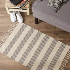 DII® Gray Ticking Stripe Hand-Loomed Rug, 2ft. X 3ft. 20 DII® Gray Ticking Stripe Hand-Loomed Rug, 2ft. X 3ft. -Michaels Decor Sale D365139S 6