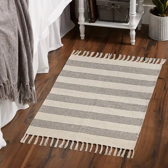 DII® Gray Ticking Stripe Hand-Loomed Rug, 2ft. X 3ft. 10 DII® Gray Ticking Stripe Hand-Loomed Rug, 2ft. X 3ft. - Image 8