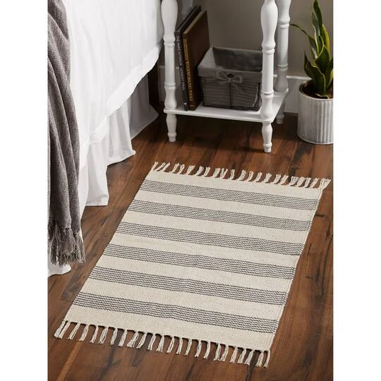 DII® Gray Ticking Stripe Hand-Loomed Rug, 2ft. X 3ft. 11 DII® Gray Ticking Stripe Hand-Loomed Rug, 2ft. X 3ft. - Image 9