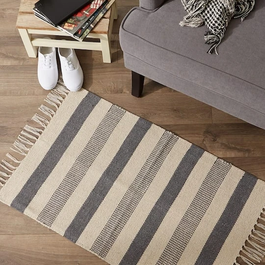DII® Gray Combo Stripe Hand-Loomed Rug, 2ft. X 3ft. 9 DII® Gray Combo Stripe Hand-Loomed Rug, 2ft. X 3ft. - Image 7