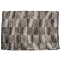DII® Gray Squares Recycled Yarn Rug, 2ft. X 3ft.