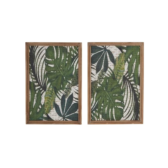 25" Green & Brown Wood Boho Palm Wall Decor, 2ct. 4 25" Green & Brown Wood Boho Palm Wall Decor, 2ct. - Image 2
