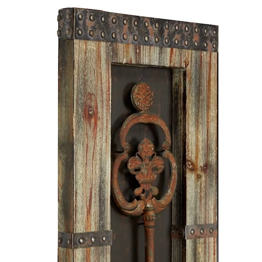 Brown Wood & Metal Rustic Key Wall Décor Set 5 Brown Wood & Metal Rustic Key Wall Décor Set - Image 3