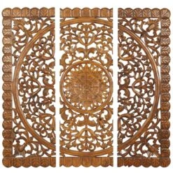 Brown Wood Traditional Wall Décor Set