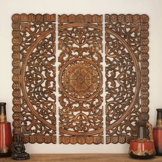 Brown Wood Traditional Wall Décor Set 10 Brown Wood Traditional Wall Décor Set - Image 8