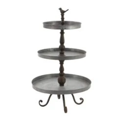 28" Silver Iron Farmhouse 3-Tier Tray Stand 10 28" Silver Iron Farmhouse 3-Tier Tray Stand -Michaels Decor Sale D365430S 2