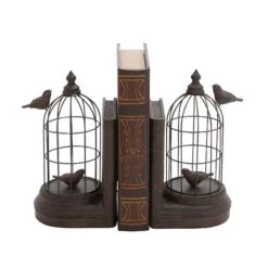 Black Metal Farmhouse Birdcage Bookends Set