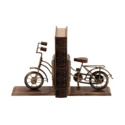 9" Brass & Wood Vintage Bicycle Bookends