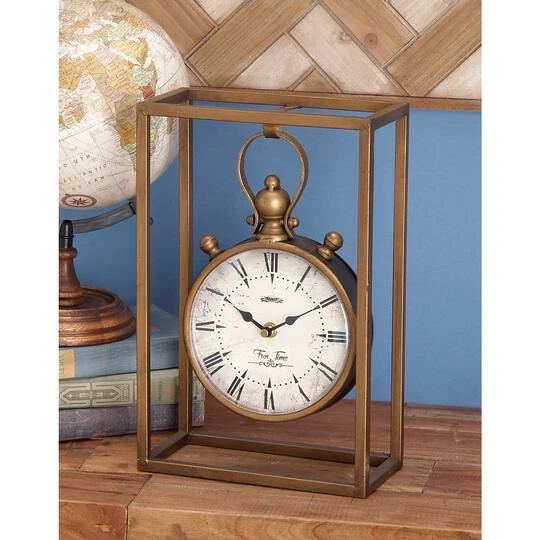 13" Bronze Metal Vintage Clock 11 13" Bronze Metal Vintage Clock - Image 9