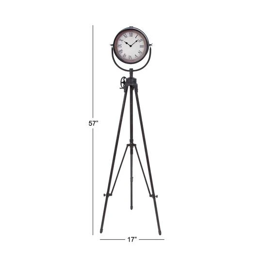 57" Black Metal Standing Industrial Clock 8 57" Black Metal Standing Industrial Clock - Image 6