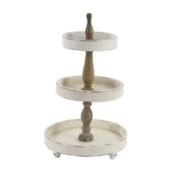 25" White Farmhouse Wood 3-Tier Tray Stand -Michaels Decor Sale D365538S 2