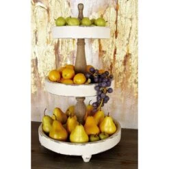 25" White Farmhouse Wood 3-Tier Tray Stand -Michaels Decor Sale D365538S 5
