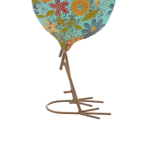 17" Iron Eclectic Rooster Garden Sculpture Blue 8 17" Iron Eclectic Rooster Garden Sculpture Blue - Image 6